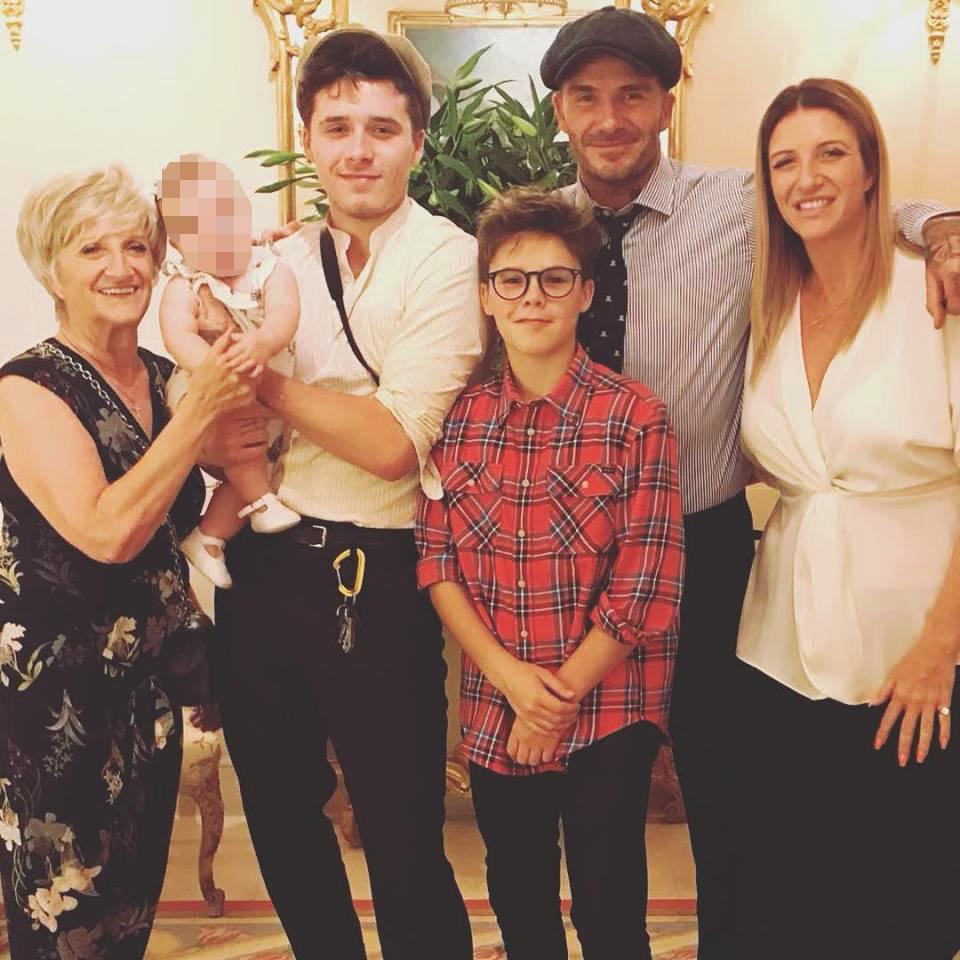  Peggy, pictured here with members of the Beckham family, was born last December