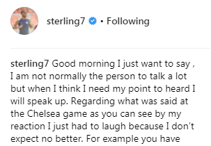  Sterling addressed claims he was racially abused in an Instagram post