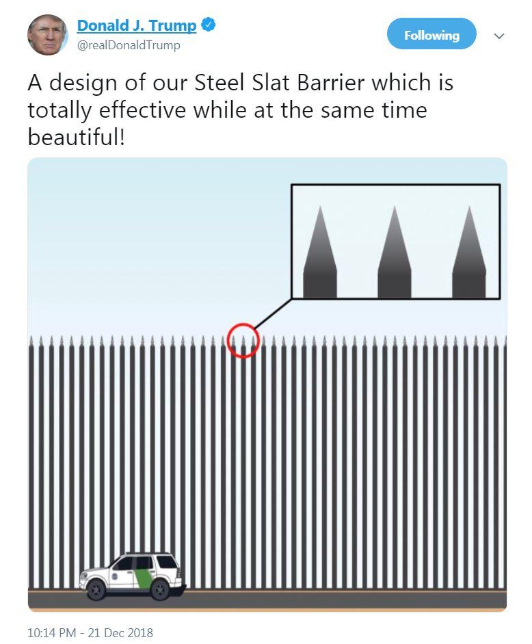  Trump unveiled a crude design of his spiked Mexico border wall, which he called 'beautiful'