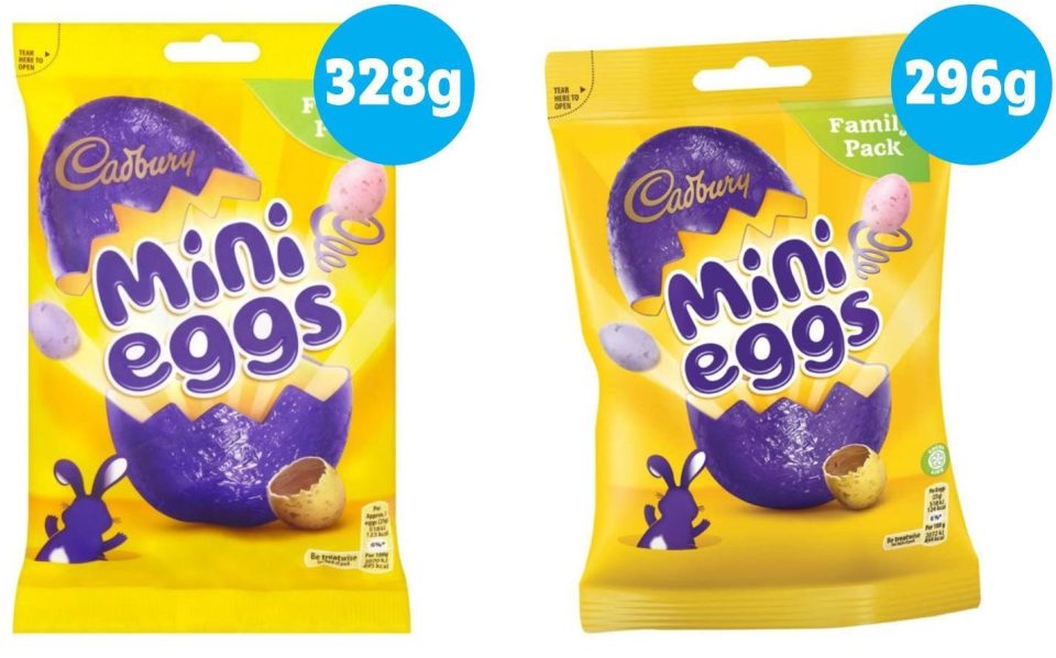  Family packs have shrunk from 328g last year to 296g this year, losing 10 eggs