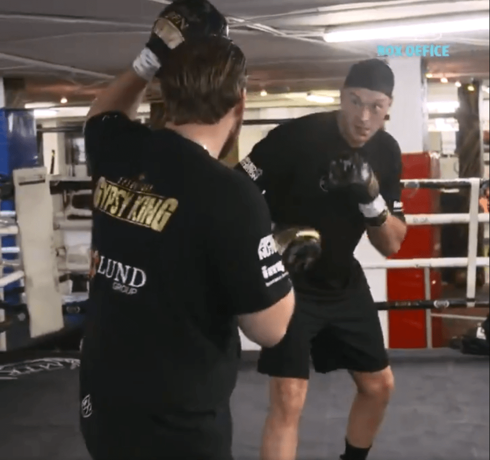  Fury was in the gym sparring with his trainer Davison