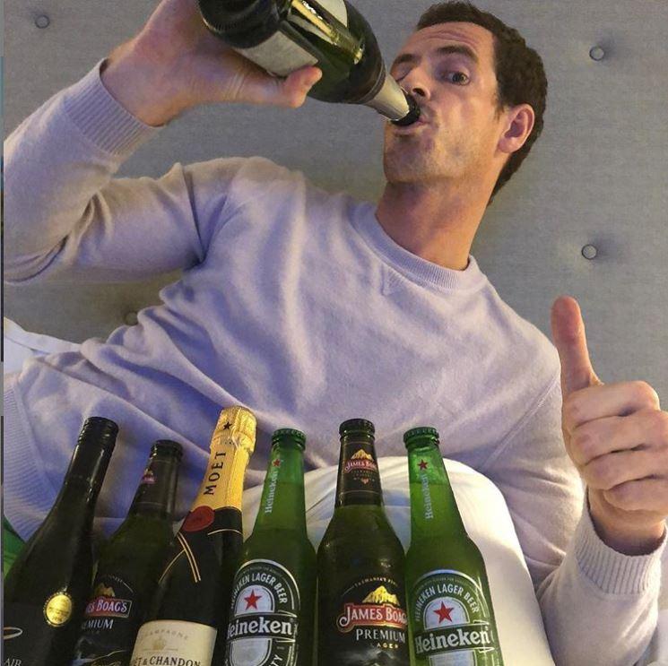 Murray celebrated the New Year with some bubbles and admitted 'what a s**t year that was!'