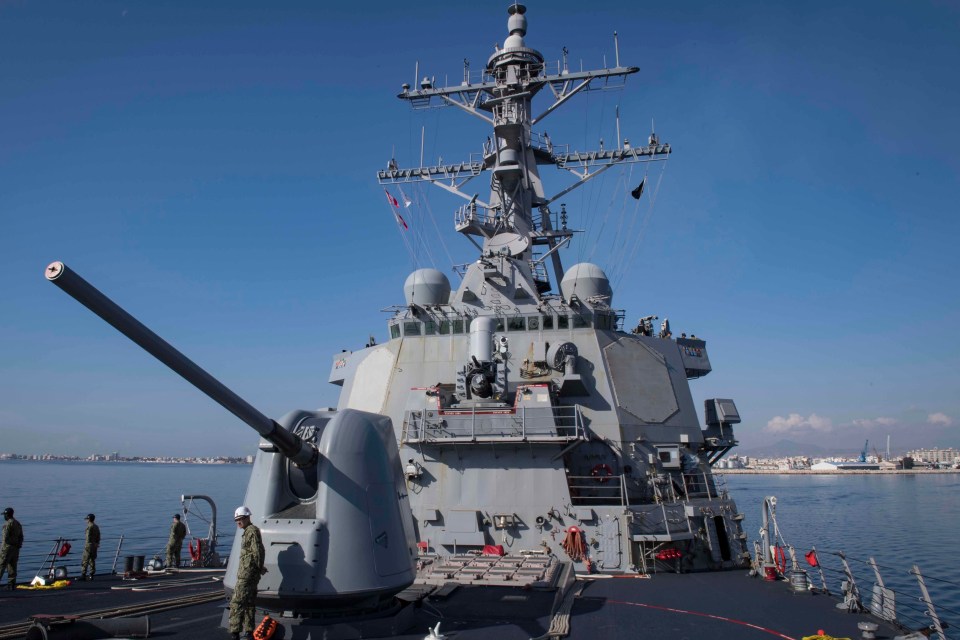 A US Navy guided-missile destroyer on patrols off the southern coast of Cyprus