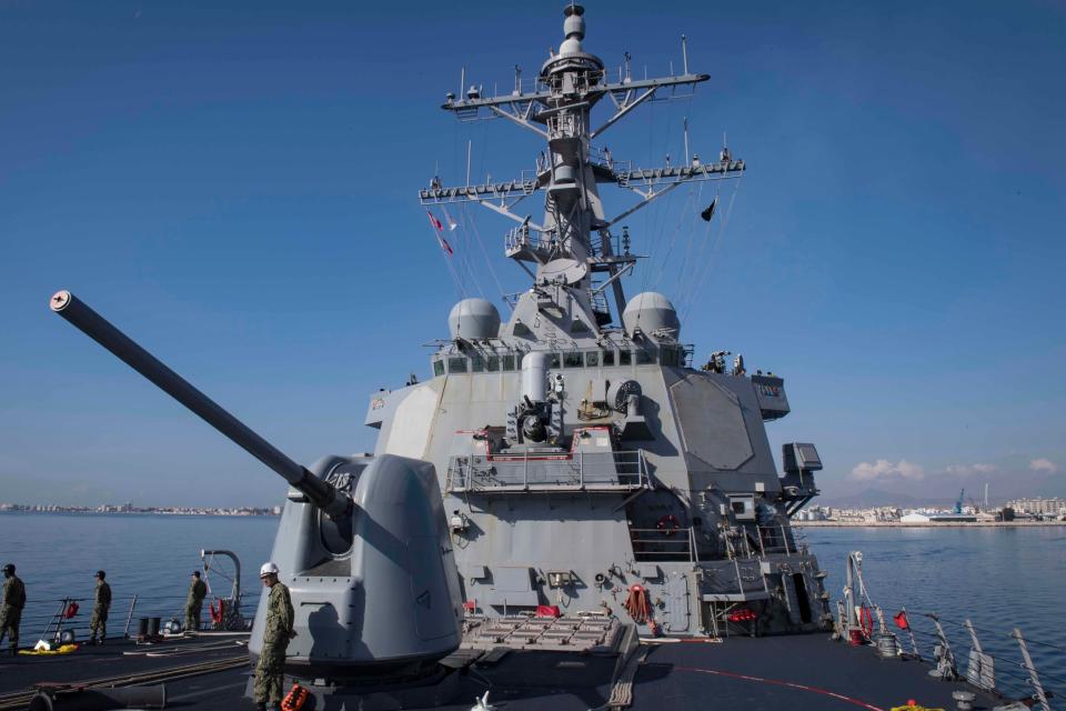  A US Navy guided-missile destroyer on patrols off the southern coast of Cyprus