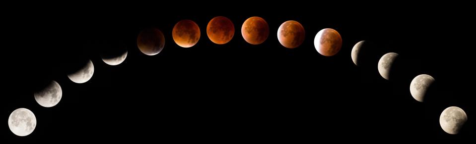  A total lunar eclipse occurs when the Moon passes into the shadow of the Earth, causing the Moon to turn a hue of dark, coppery-red – hence its nickname