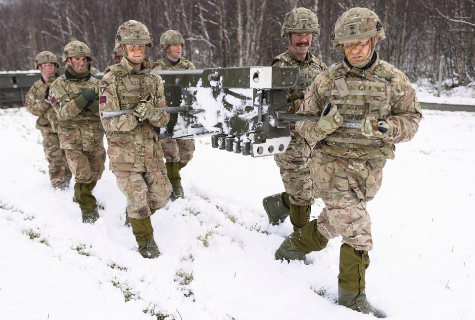 Royal Engineers take part in cold weather military training in Telneset, Norway