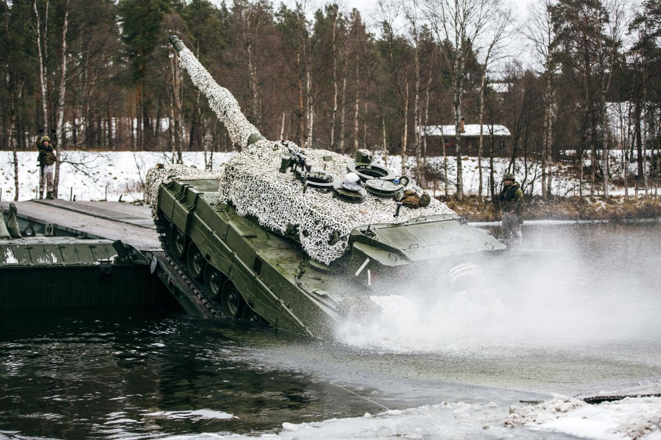 A Norwegian battle tank taking part in the Trident Juncture exercise