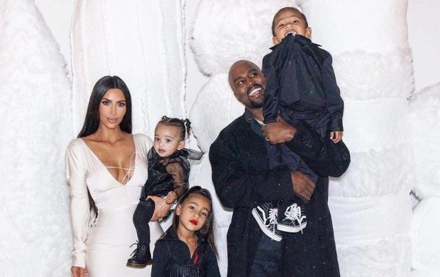 Kim Kardashian with Kanye West and children