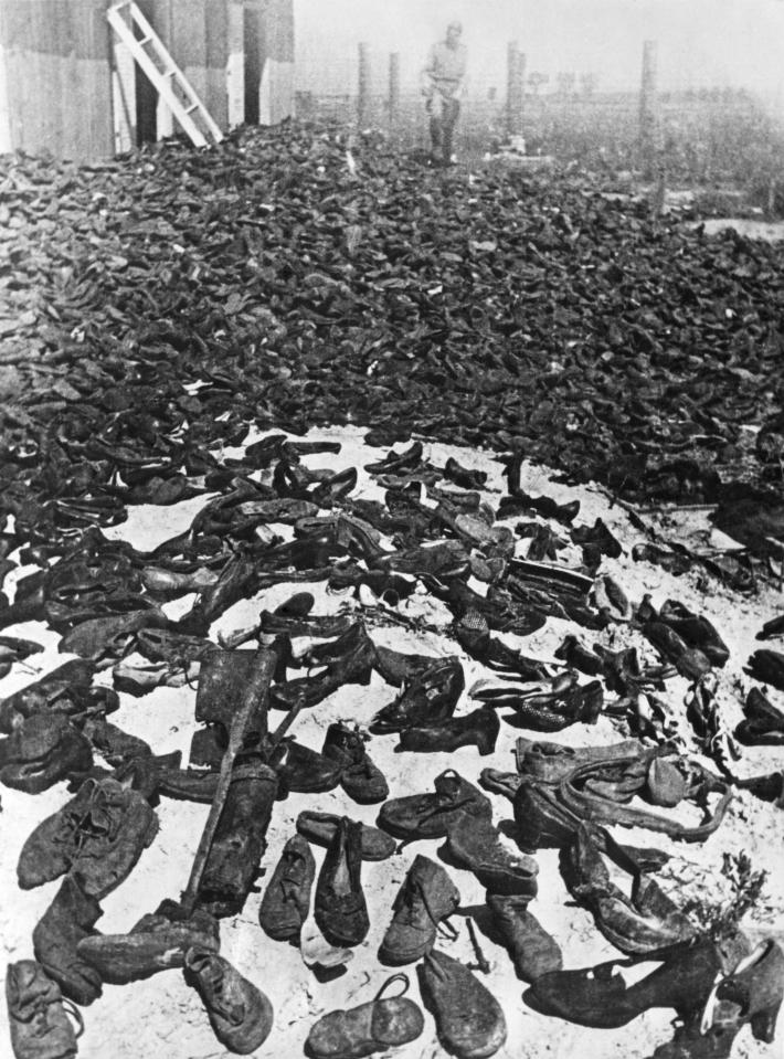  These are shoes taken from Jews at Belzec, Sobibor, and Treblinka, found in storage during the July 1944 liberation by the Russian Army