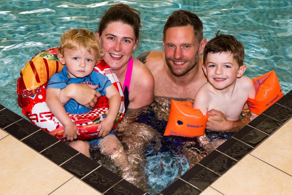  Proud parents Lucy Matthews and partner Paul Johnson will always remember their youngest son Oliver's first swim