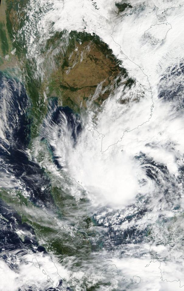  A satellite image of Tropical Storm Pabuk heading towards Thailand