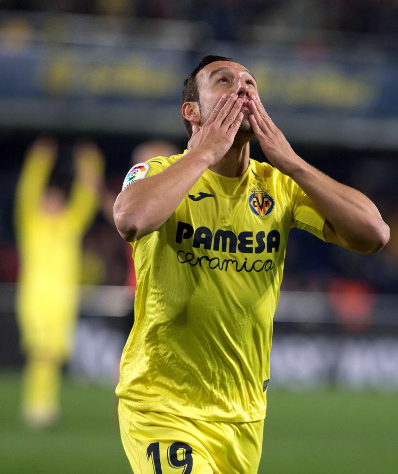  Villarreal midfielder Santi Cazorla celebrates scoring against Real Madrid in La Liga