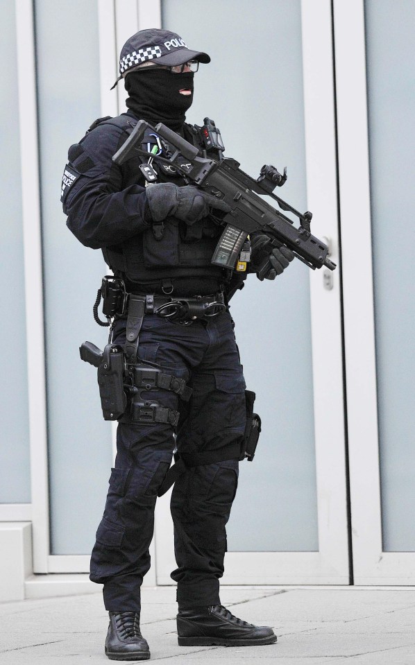 Armed cops were posted outside Liverpool Crown Court during the trial