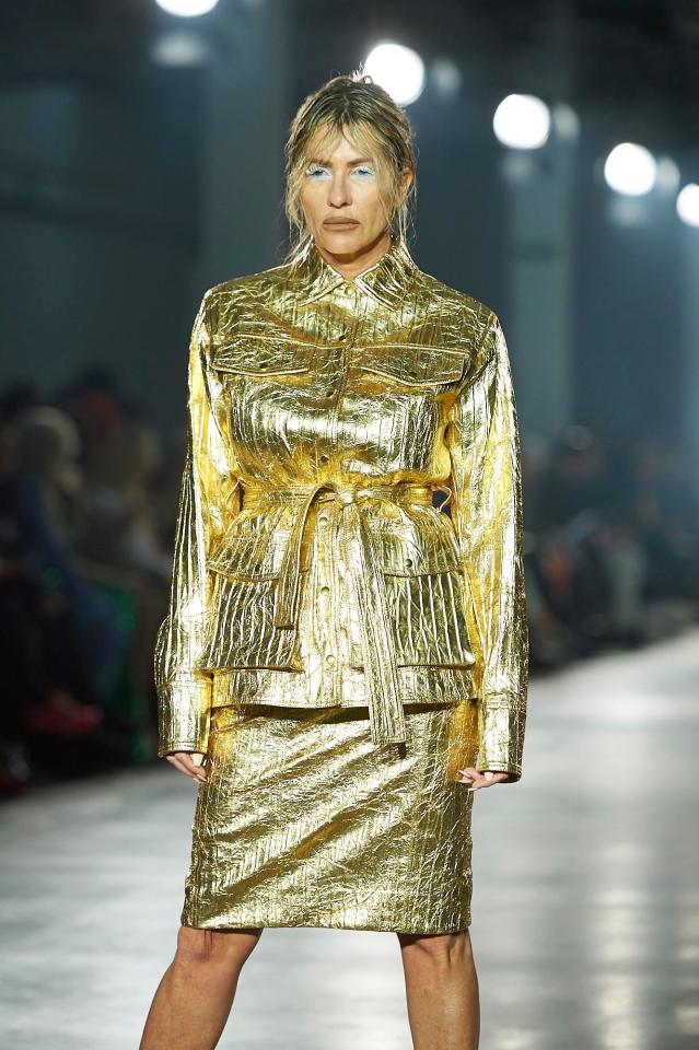  The reality star donned a gold metallic look as she strutted her stuff