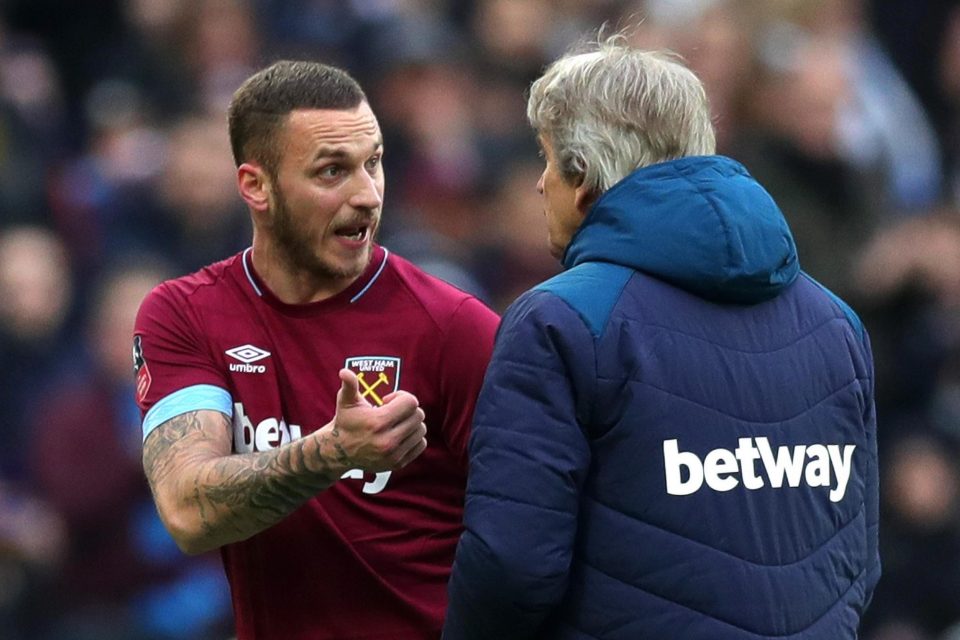  Marko Arnautovic appeared to argue with Manuel Pellegrini after being subbed against Birmingham