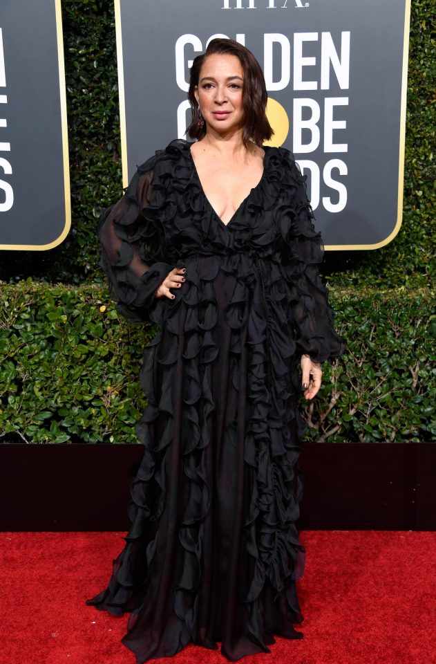  Maya Rudolph wore a floor-length ruffle gown