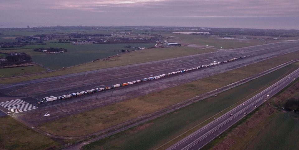  The trucks moved 33 miles to Dover from the disused Manston Airport