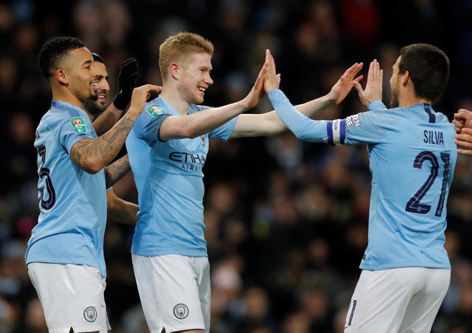 Kevin De Bruyne fired home as City ran riot