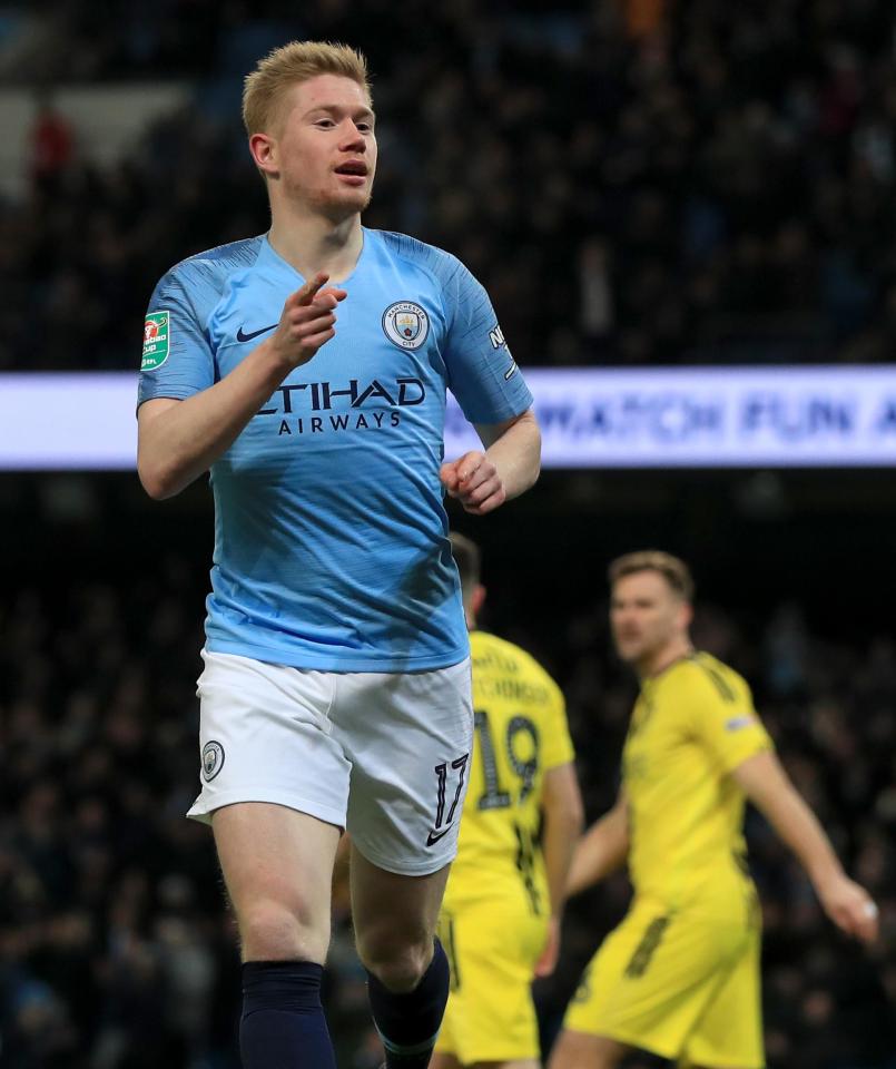  Kevin De Bruyne celebrates after opening the scoring for Man City