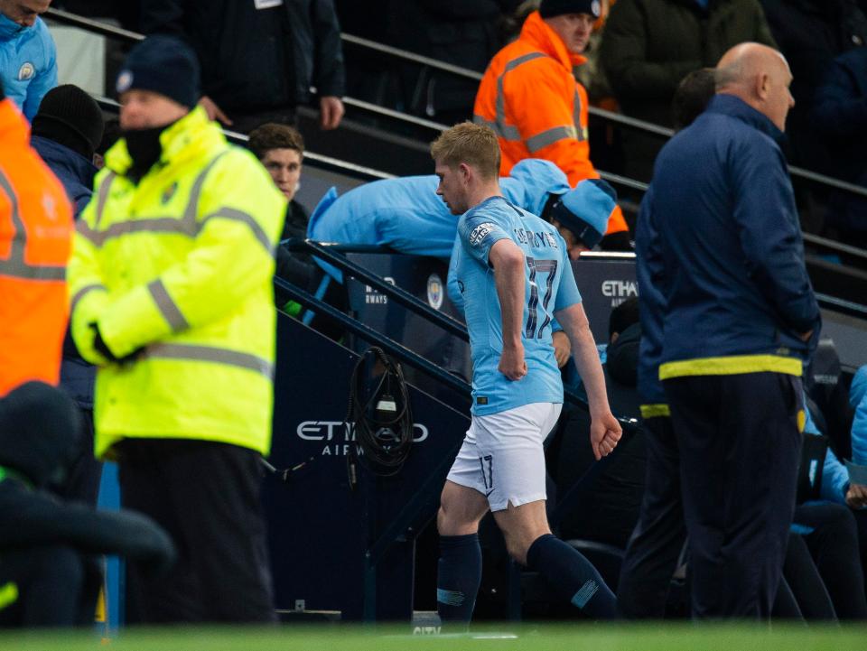  Kevin De Bruyne was subbed off after an impressive performance in the first half