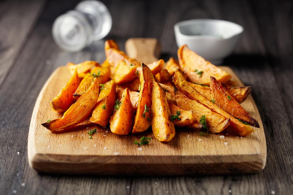  Sweet potatoes are great source of fibre containing around 3g of fibre per serving