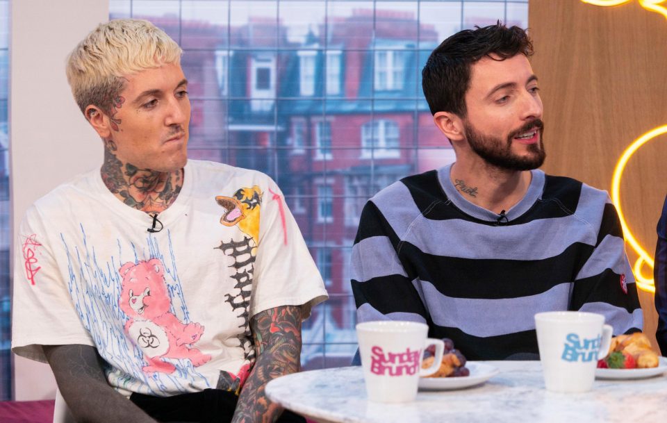  BMTHs Oli Sykes and Jordan Fish look not so much like morning people on C4's Sunday Brunch