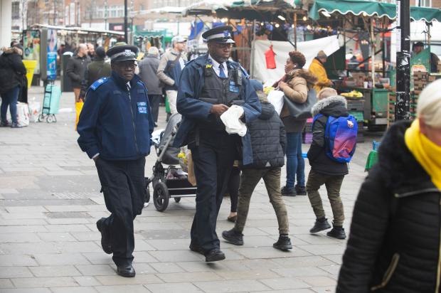 Police officers were seen patrolling Lewisham High Street