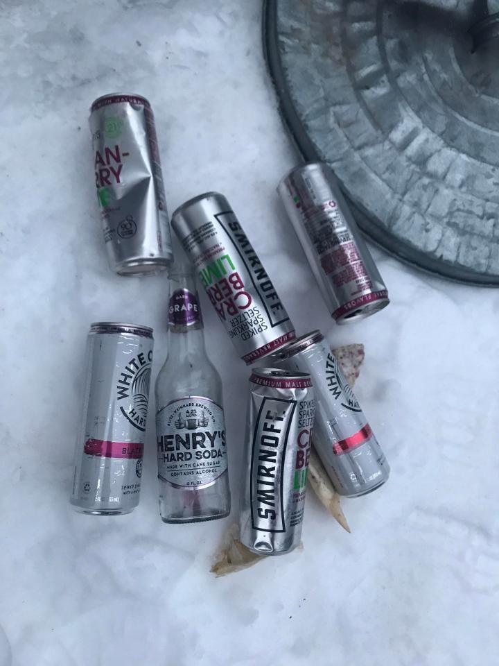  More booze was found in the snow-covered back yard