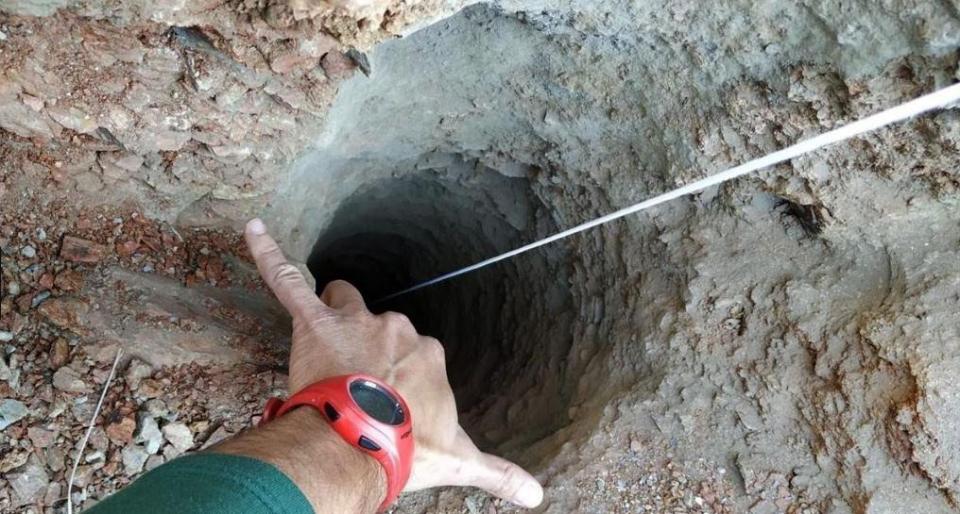  A handout photo shows the 30 centimetre wide borehole in which a two-year-old fell down