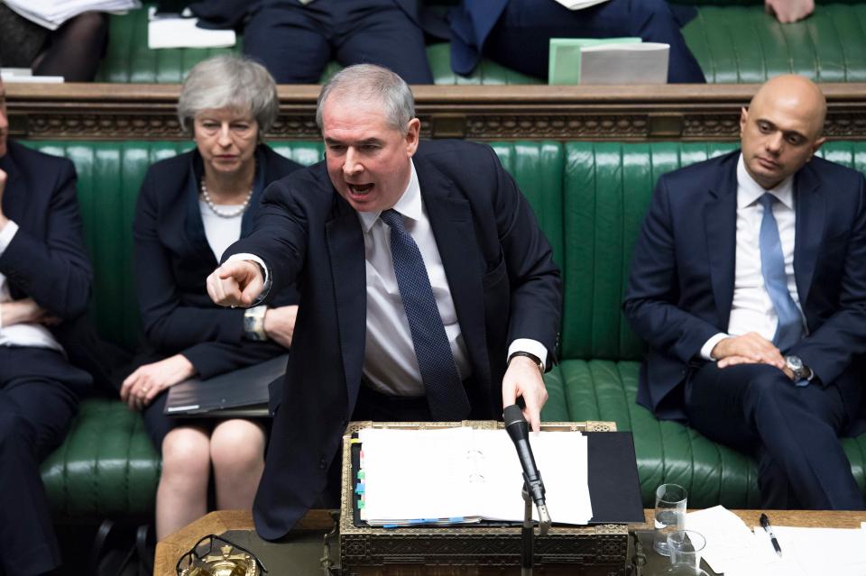  Attorney General Geoffrey Cox speaking in the Commons where he blasted Brexiteer rebels as 'children'