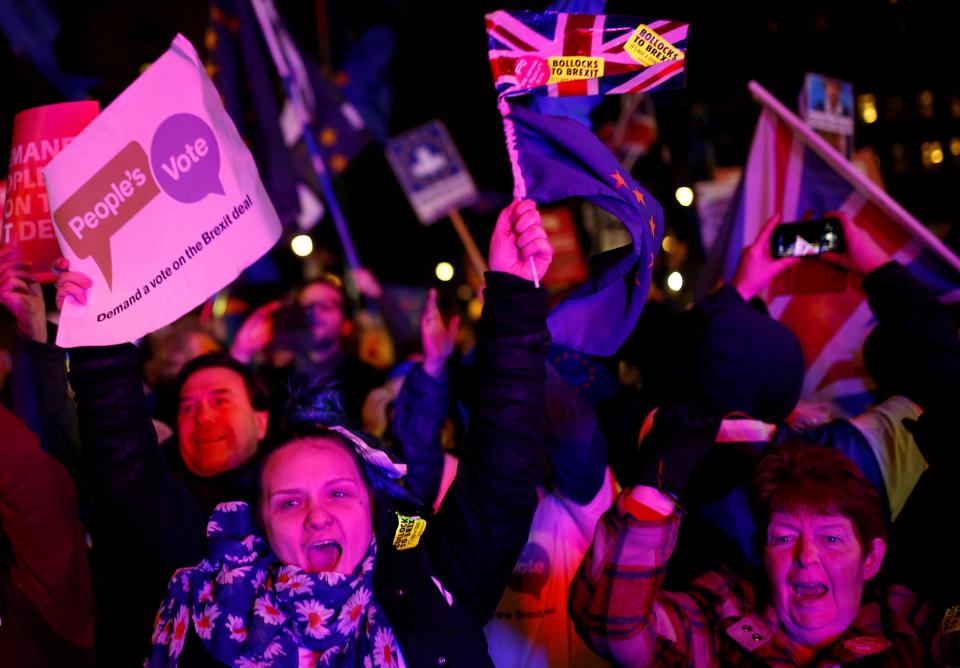  Pro-EU protesters celebrating after the result was announced