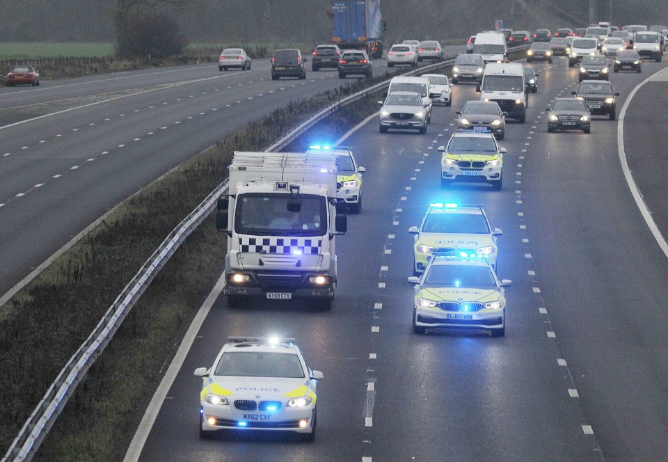 The prison van was also given a large police escort