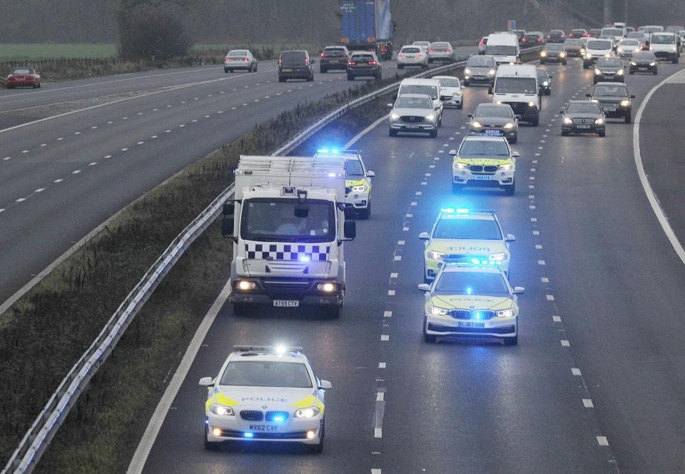  The prison van was also given a large police escort