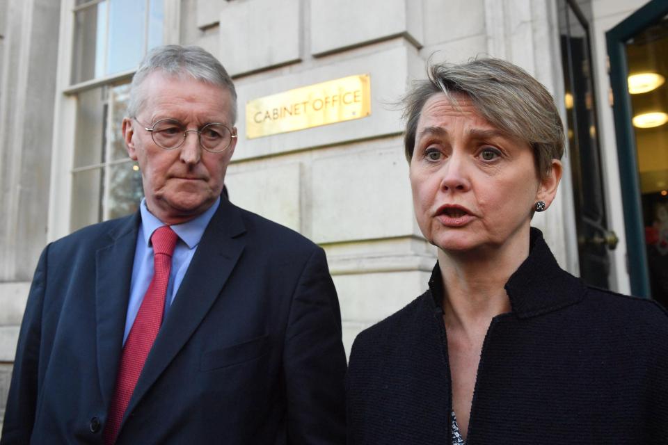  Labour veterans Hilary Benn and Yvette Cooper met de-facto deputy PM David Lidington and other officials for talks