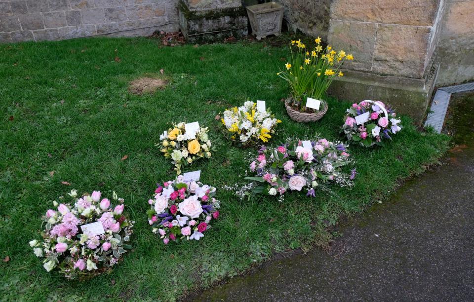  Flowers outside the church in Tillington