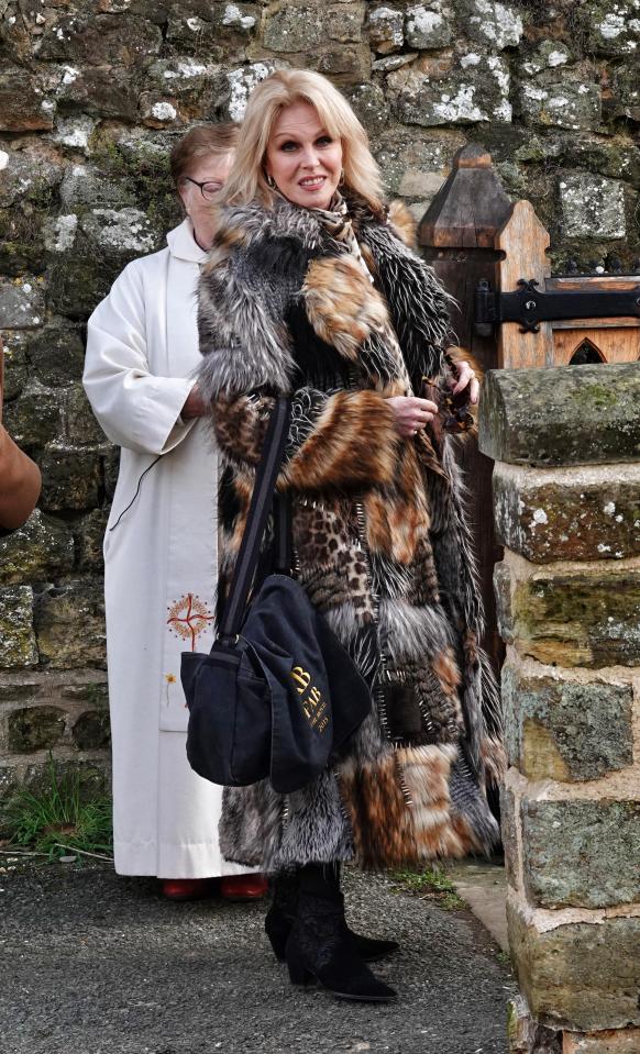  Joanna Lumley outside the funeral this afternoon