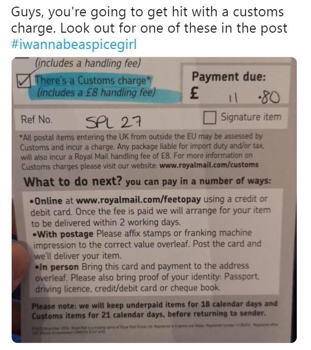  Fans began sharing the Royal Mail delivery cards on social media to alert others of the charges