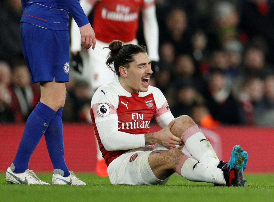 Hector Bellerin looked in agony after going down against Chelsea