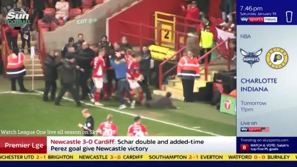 Charlton players and supporters were celebrating a late winner against Accrington Stanley