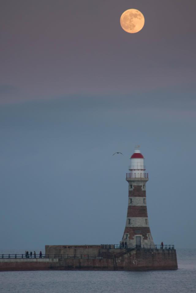  The Supermoon behind Roker Lighthouse, Sunderland