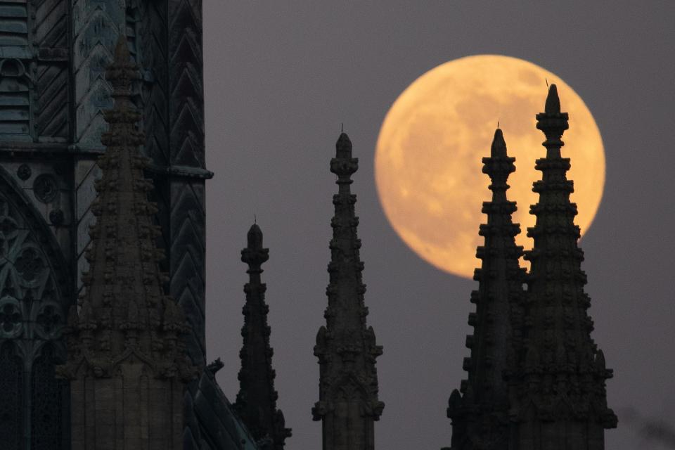  The Wolf Moon rising above Ely Cathedral, Cambridgeshire