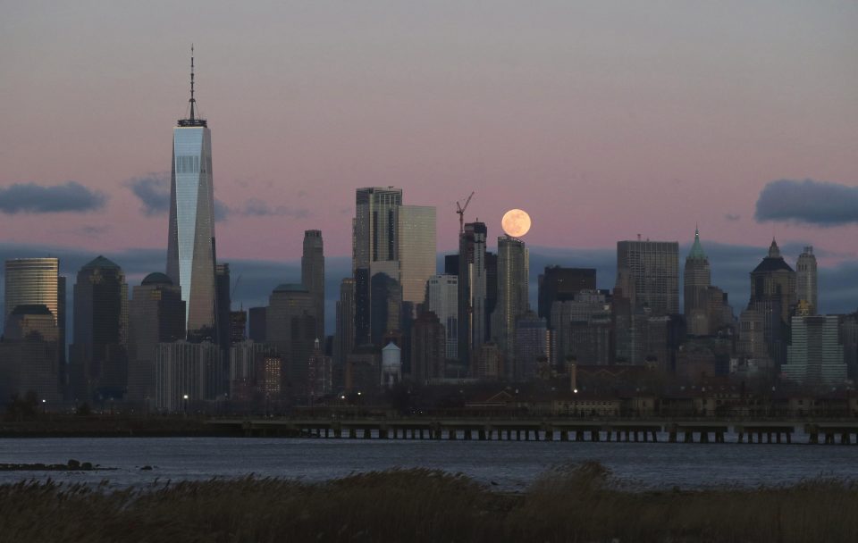  The full moon seen over New York City