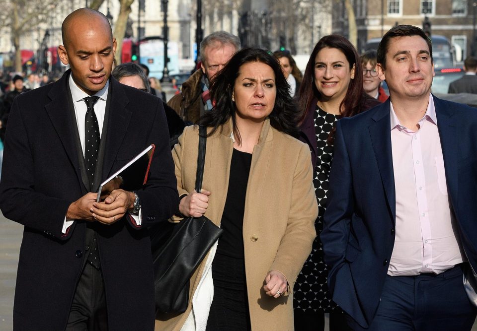  Mr Umunna (left) and Gavin Shuker (right) joined pro-EU Tories such as Heidi Allen (centre)