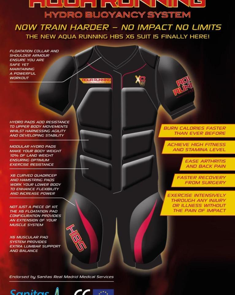  The Aqua Running X6 suit allows a wearer to lose 90 per cent of their bodyweight while exercising in a swimming pool