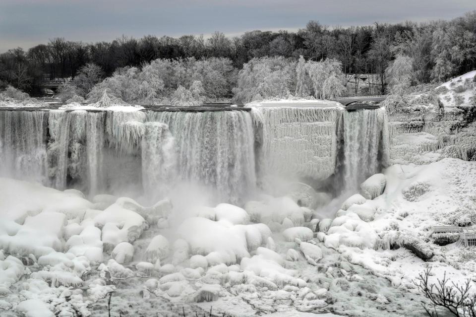  Water has to flow around the ice formed at Niagara Falls in New York