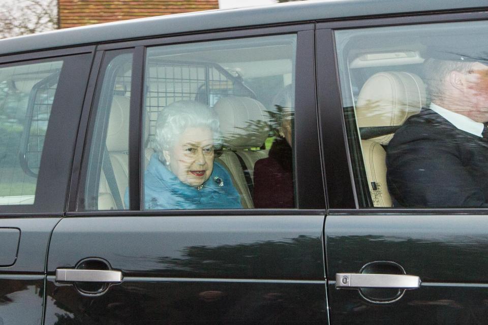  The Queen, 92, arriving at a WI event today in the back seat without a safety belt on - along with her lady-in-waiting - although the driver has his seatbelt on