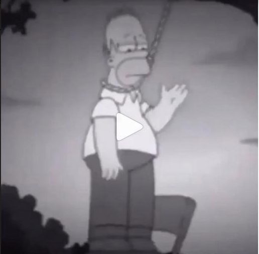  A sad Homer Simpson has a noose around his neck, next to the hashtags #hatemyself and #ritzen” — a German word for self-harm