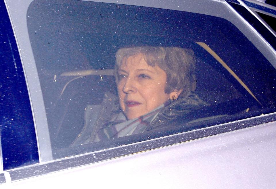  The Prime Minister on her way to address Tory MPs last night