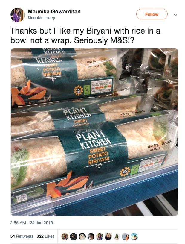  Marks & Spencer has been slammed by leftie nutters over a Biryani wrap