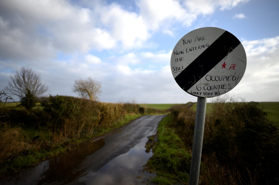 A road which crosses the border from County Donegal in Ireland to County Londonderry in Northern Ireland, is seen from near the border village of Lenamore, Ireland